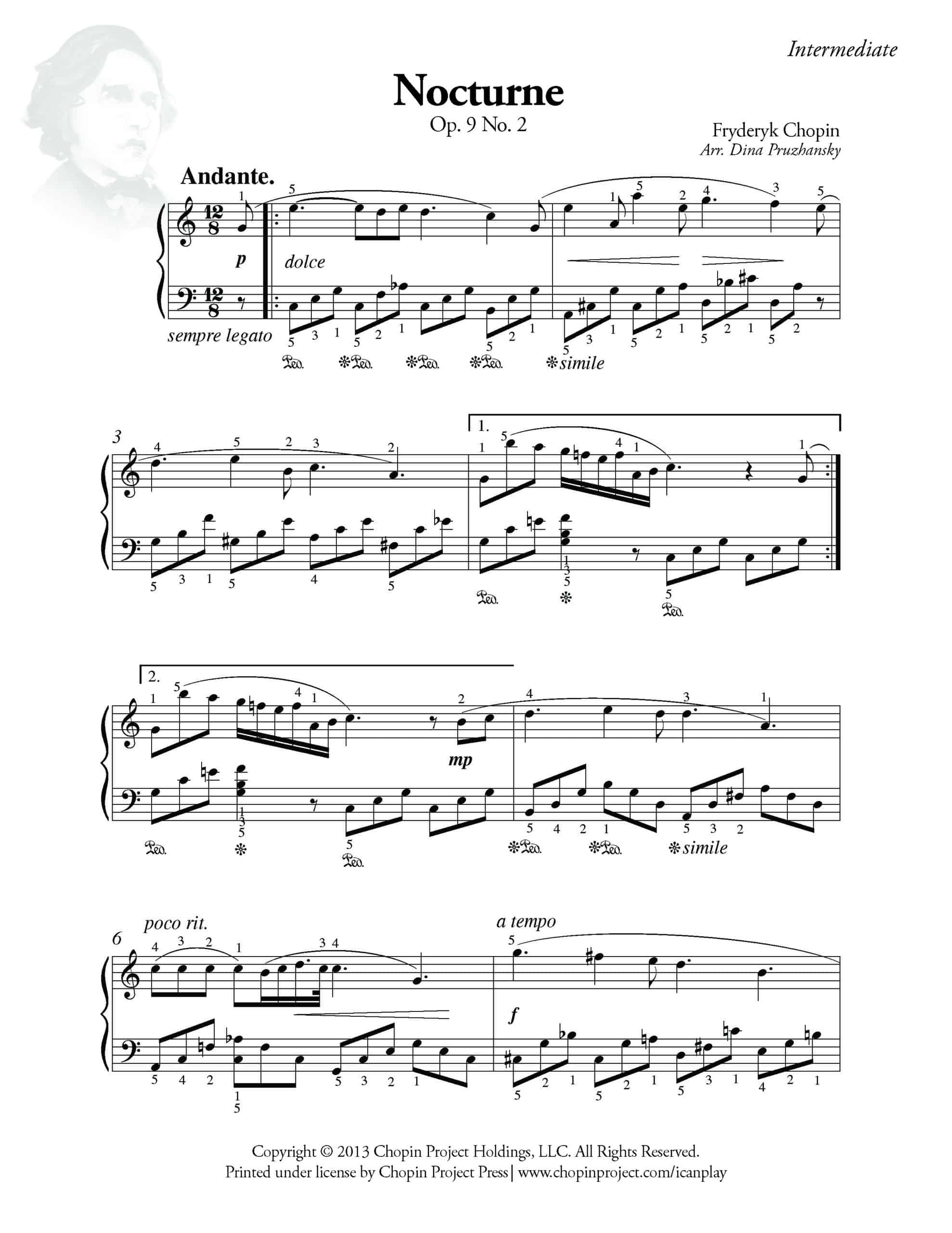 Chopin Nocturne Op. 9, No. 2 for Intermediate