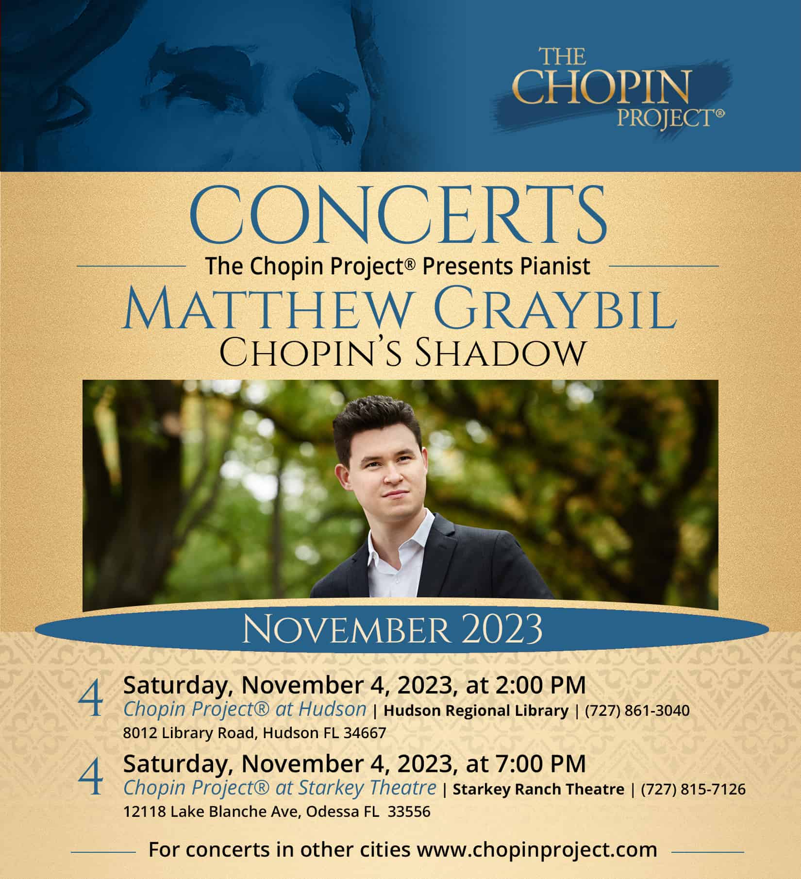 Chopin Project Concert flyer for Matthew Graybil